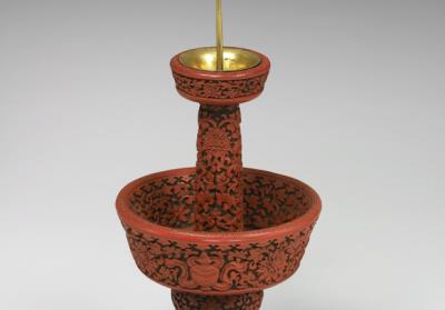图片[3]-Carved red lacquer candlestick with decoration of lotus scrolls and the Eight Treasures, Qing dynasty, Qianlong reign (1736-1795)-China Archive
